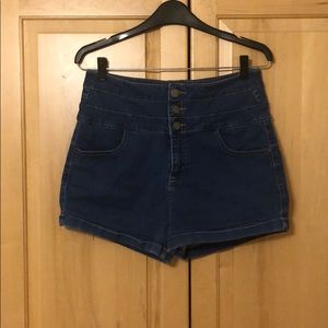 High waisted jean shorts